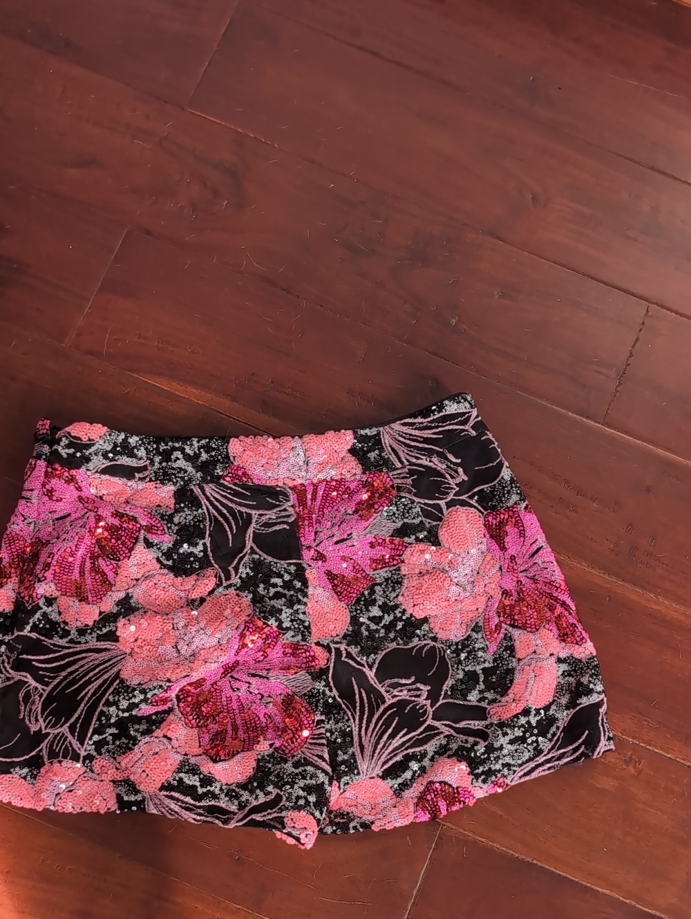 Vici Pink Floral Sequin Shorts